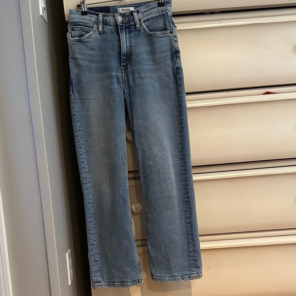 RE/DONE Straight-Leg Light Blue Denim Jeans, size 25, EUC